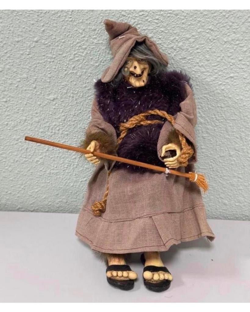 Vintage Deco heksenpop heksen beeld pop 30CM Halloween, Ophalen of Verzenden, Zo goed als nieuw