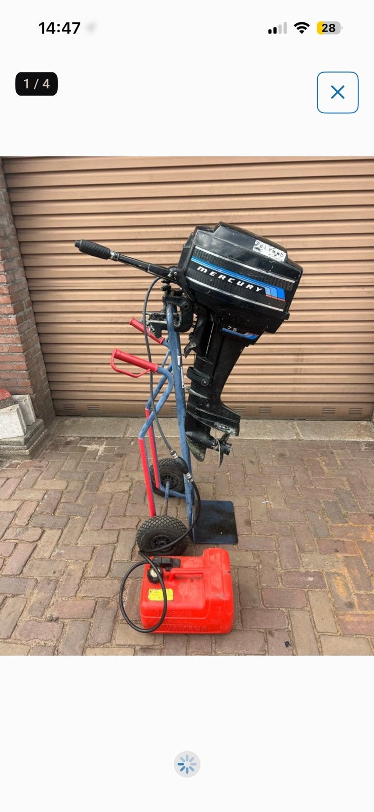 Buitenboordmotor mercury 7.5pk, Watersport en Boten, Ophalen, Zo goed als nieuw, Buitenboordmotor