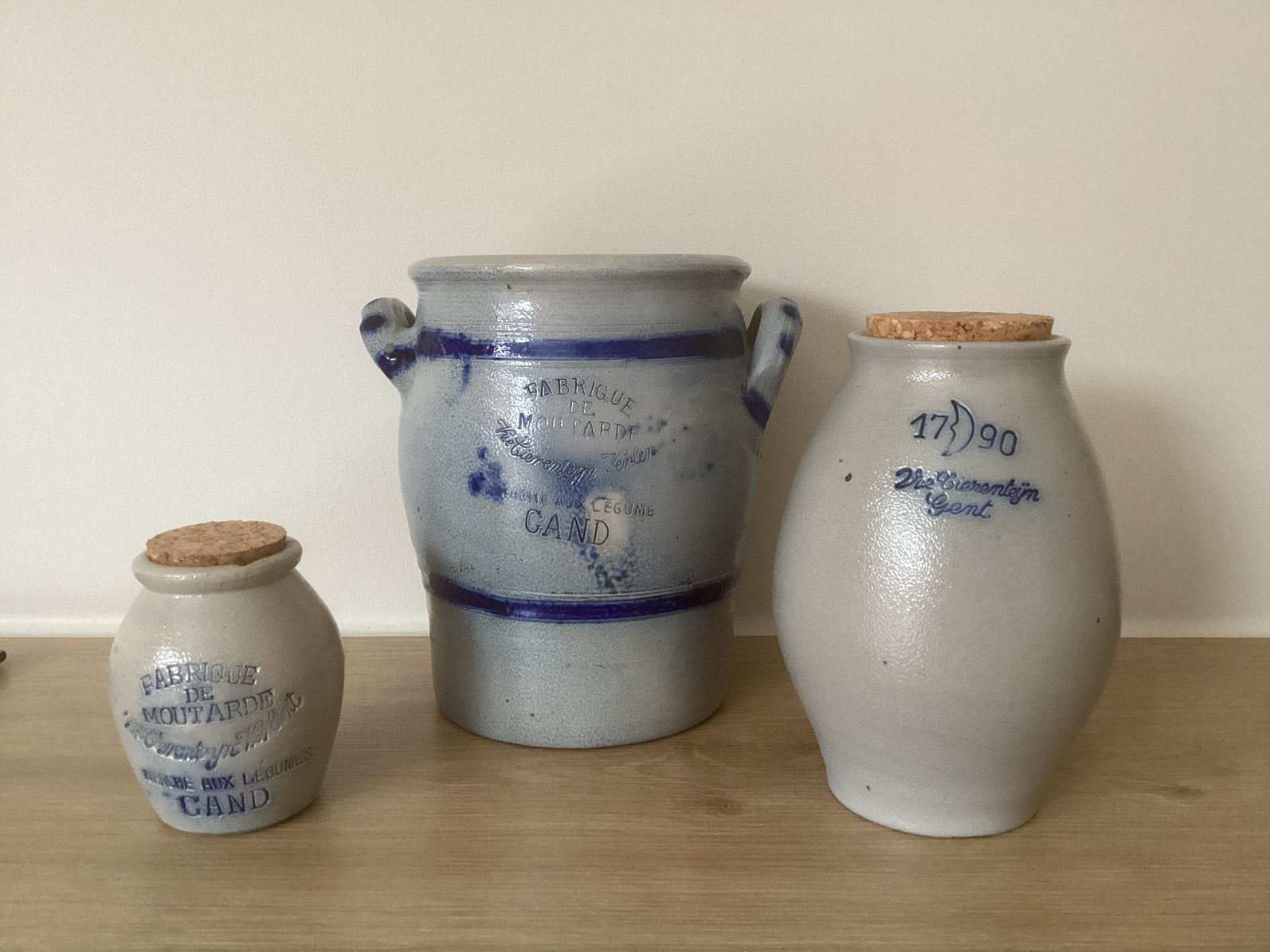 3 Mosterdpot Vve Tierenteyn-Verlent Gent, Antiek en Kunst, Ophalen of Verzenden