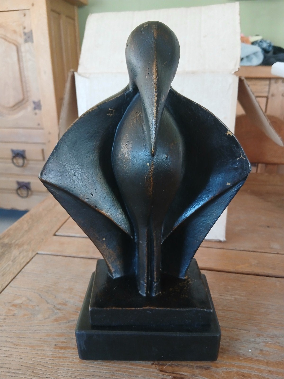 Prachtig Art Deco Terracotta Beeld 'Maraboe, Antiek en Kunst, Ophalen, Art deco, Brons, Gemerkt