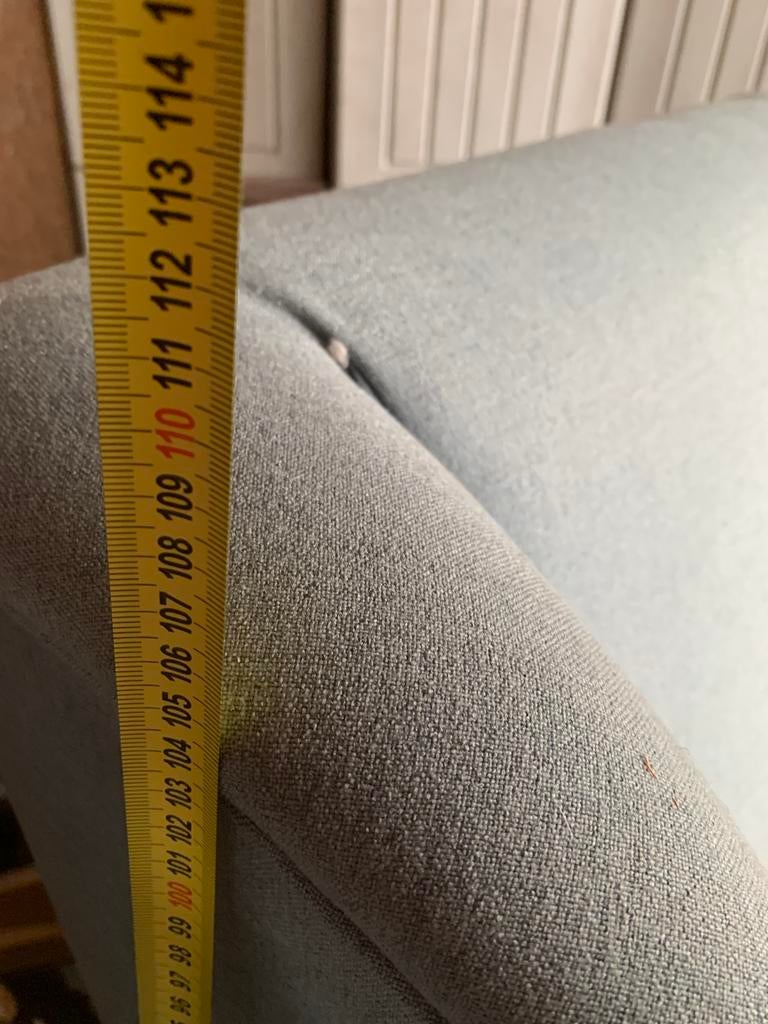 2 lichtblauwe zetels en voetenbank., Ophalen, Gebruikt, Landelijk