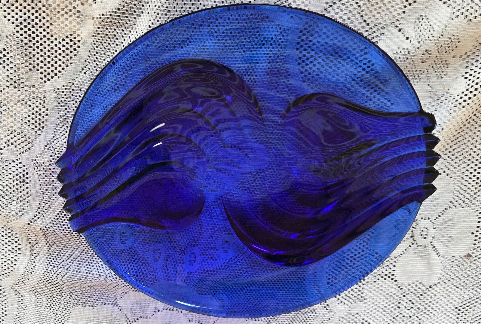 bol design vintage en verre bleu cobalt, Enlèvement ou Envoi