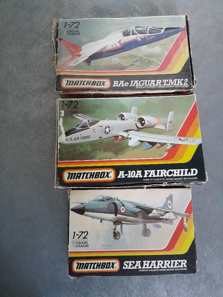 Lot 3 oude bouwdozen van straaljagers, Ophalen of Verzenden, Gebruikt, 1:72 tot 1:144, Overige merken