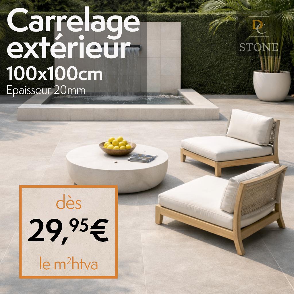 PROMO Carrelage 100x100x2cm extérieur, Bricolage & Construction, Enlèvement, Neuf, Autres types
