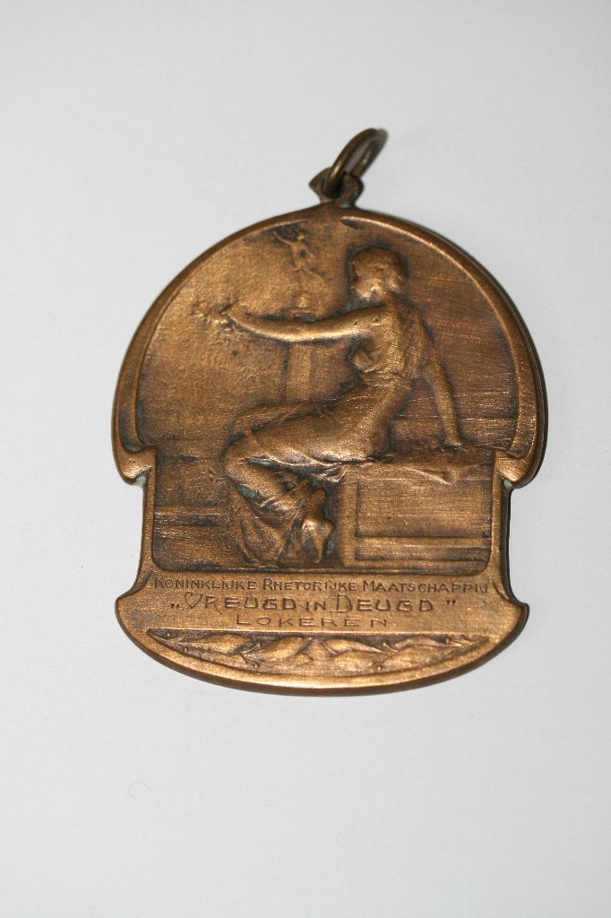 Medaille 1920 Toneelwedstrijd Lier Art Nouveau, Ophalen of Verzenden, Brons