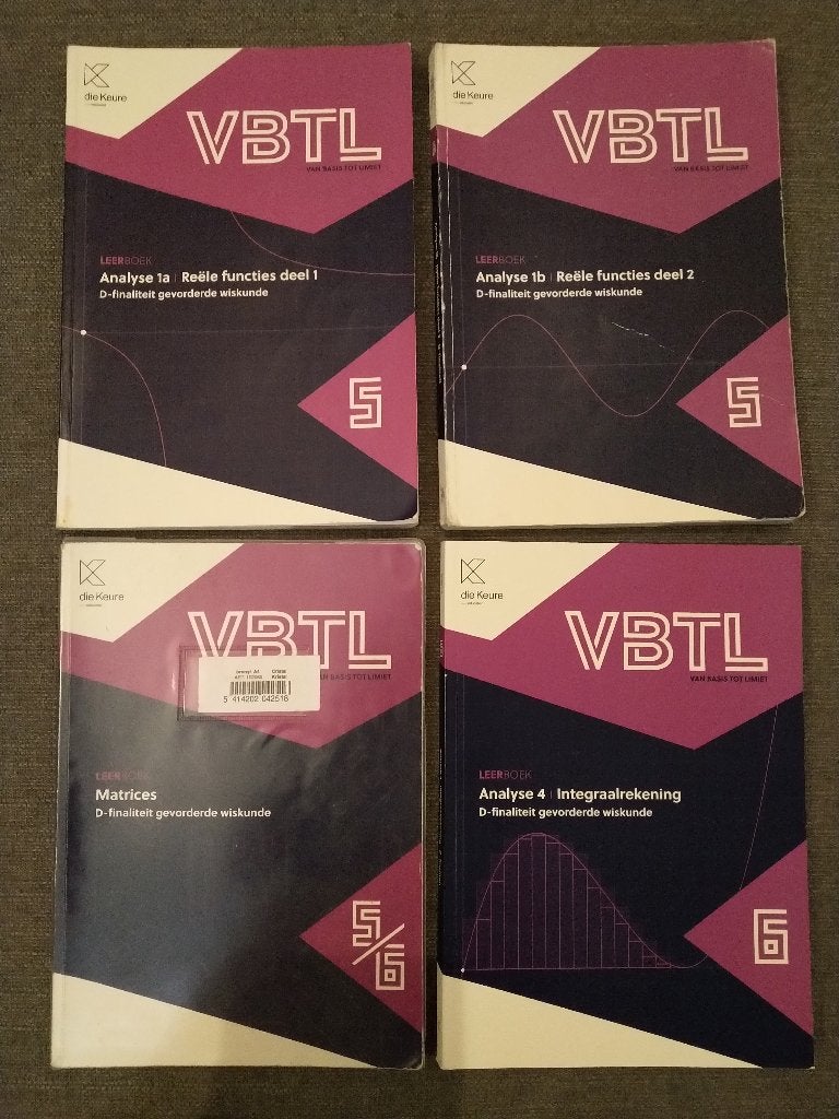 VBTL wiskunde boeken 5e 6e jaar, Enlèvement ou Envoi, Die keure, Utilisé, Secondaire