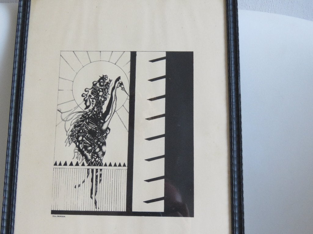 Abstracte lino zeefdruk Pol Deryck, Antiek en Kunst, Kunst | Litho's en Zeefdrukken, Gesigneerd, Ophalen of Verzenden, Zeefdruk