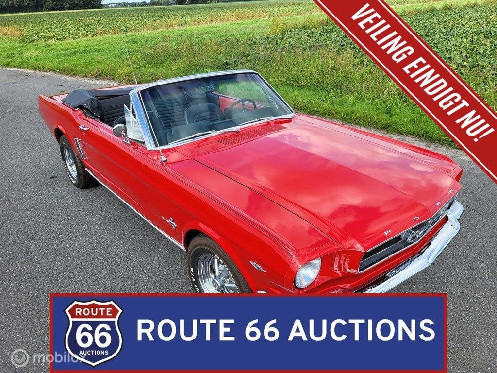 Ford Mustang Cabriolet | 1966 | Route 66 Auctions, Auto's, Zwart, Bedrijf, Handgeschakeld, Overige carrosserie