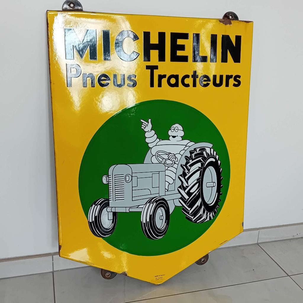Emaille reclamebord Michelin Pneus Tracteurs, Verzamelen, Ophalen of Verzenden, Zo goed als nieuw, Reclamebord
