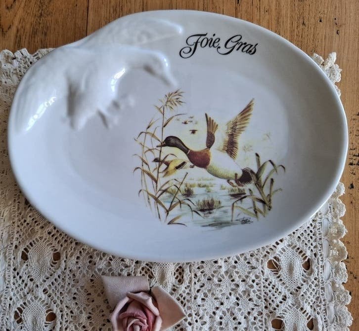 Vintage Frans Foie gras bord/ schaal, Gebruikt, -, -, Ophalen of Verzenden