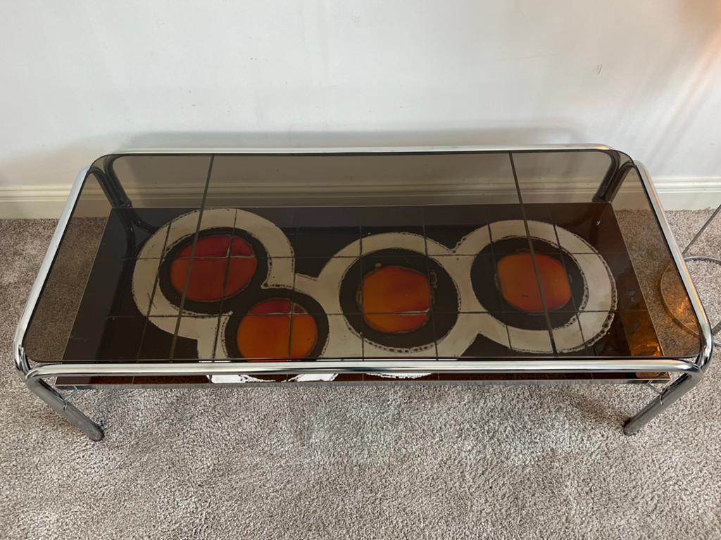 Mooie vintage salontafel, Ophalen, 50 tot 100 cm, 100 tot 150 cm, Glas