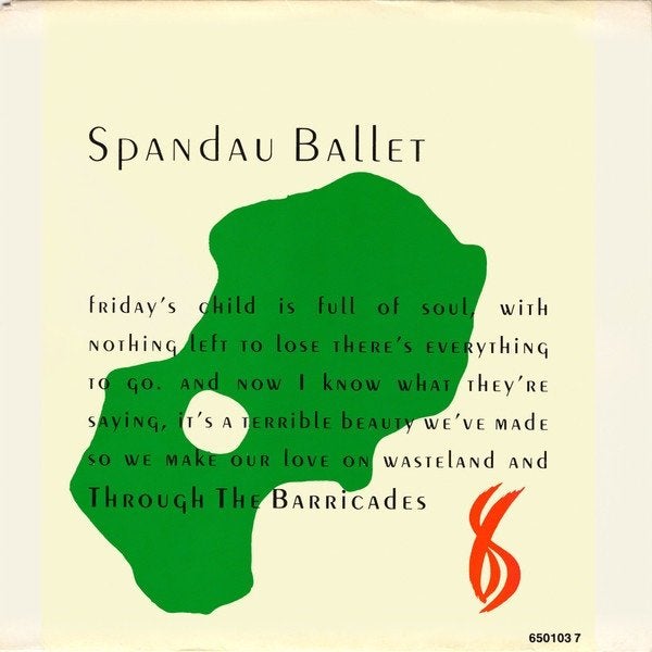7" Spandau Ballet – Through The Barricades, 7 inch, Ophalen of Verzenden, Zo goed als nieuw, Pop