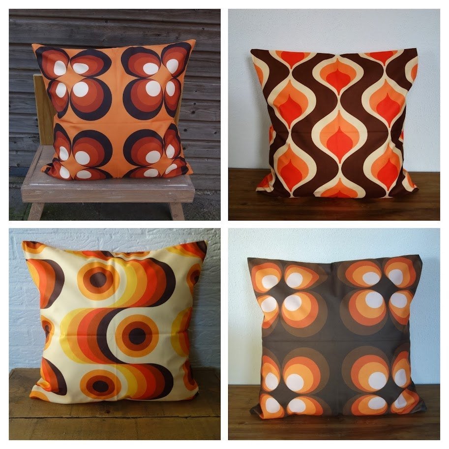 Retro vintage stijl kussenhoezen 45 x 45 cm diverse modellen, Verzenden, Nieuw, Overige kleuren, Vierkant