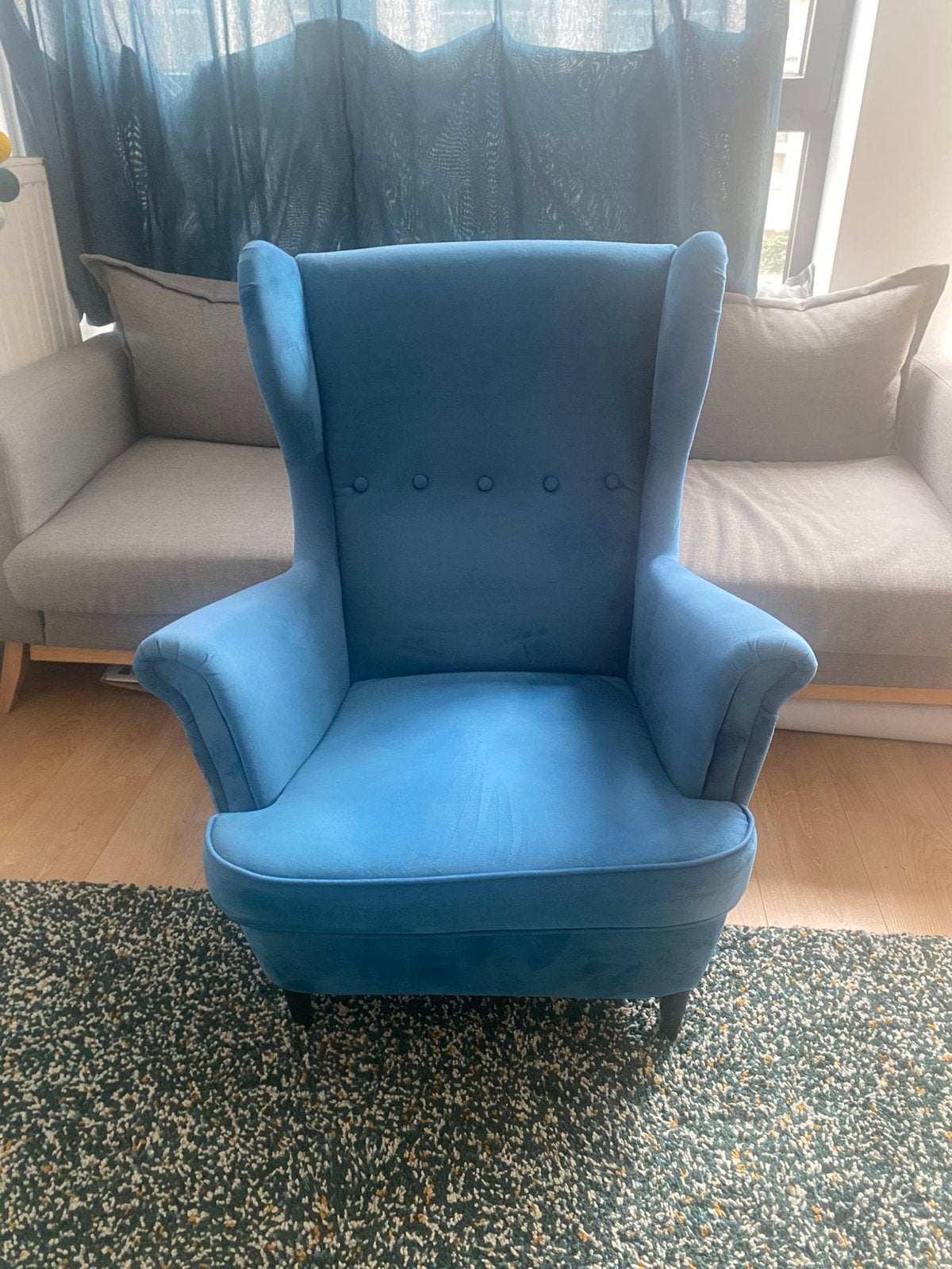 Strandmon koningsblauwe fauteuil, Huis en Inrichting, Ophalen, Gebruikt
