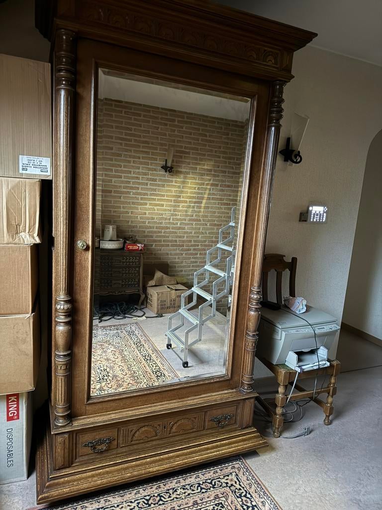 Hall kast, voor hangers of legplanken., Antiek en Kunst, Ophalen, Rechthoekig, 100 tot 150 cm, 200 cm of meer