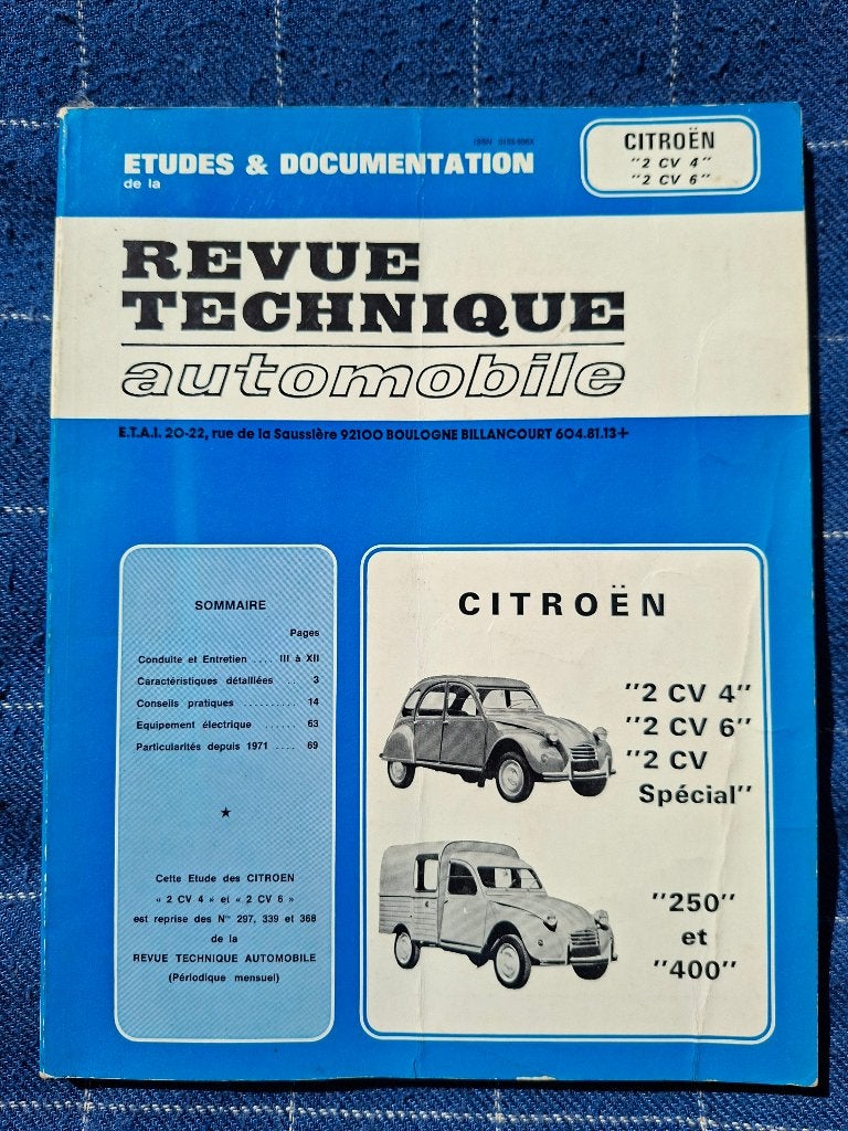 Revue technique Citroën 2CV., Enlèvement ou Envoi