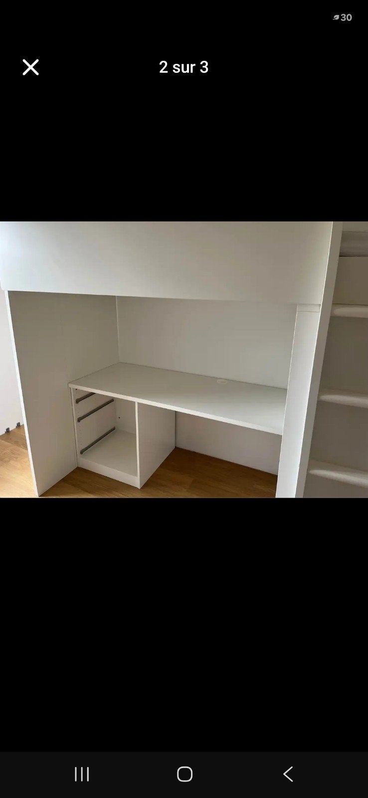 chambre bureau ikea blanc, Maison & Meubles, Enlèvement, Utilisé, Une personne, Lit mi-hauteur mezzanine