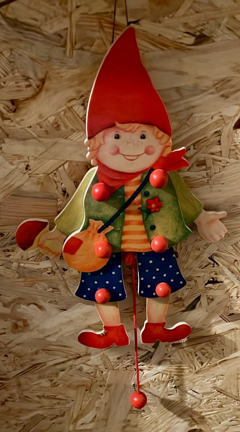 Houten trekpop kabouter, Kinderen en Baby's, Speelgoed | Houten speelgoed, Ophalen, Zo goed als nieuw