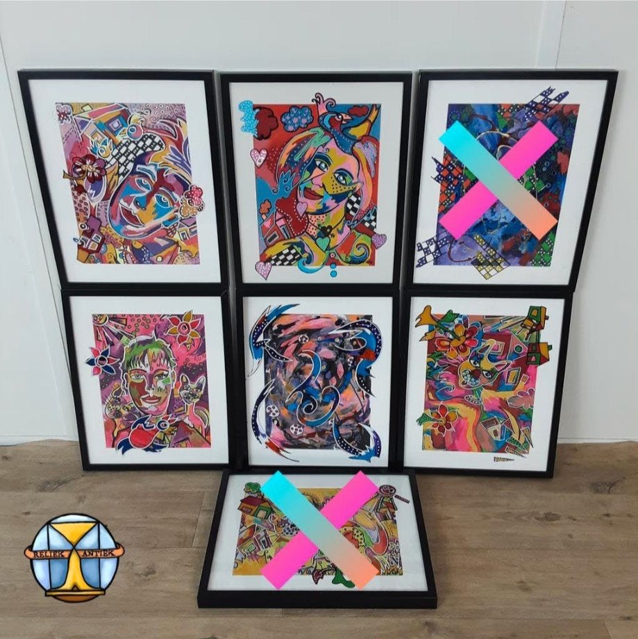 Peintures abstraites de Zippora Mijer Rotterdam 52.5x42.5, Enlèvement ou Envoi