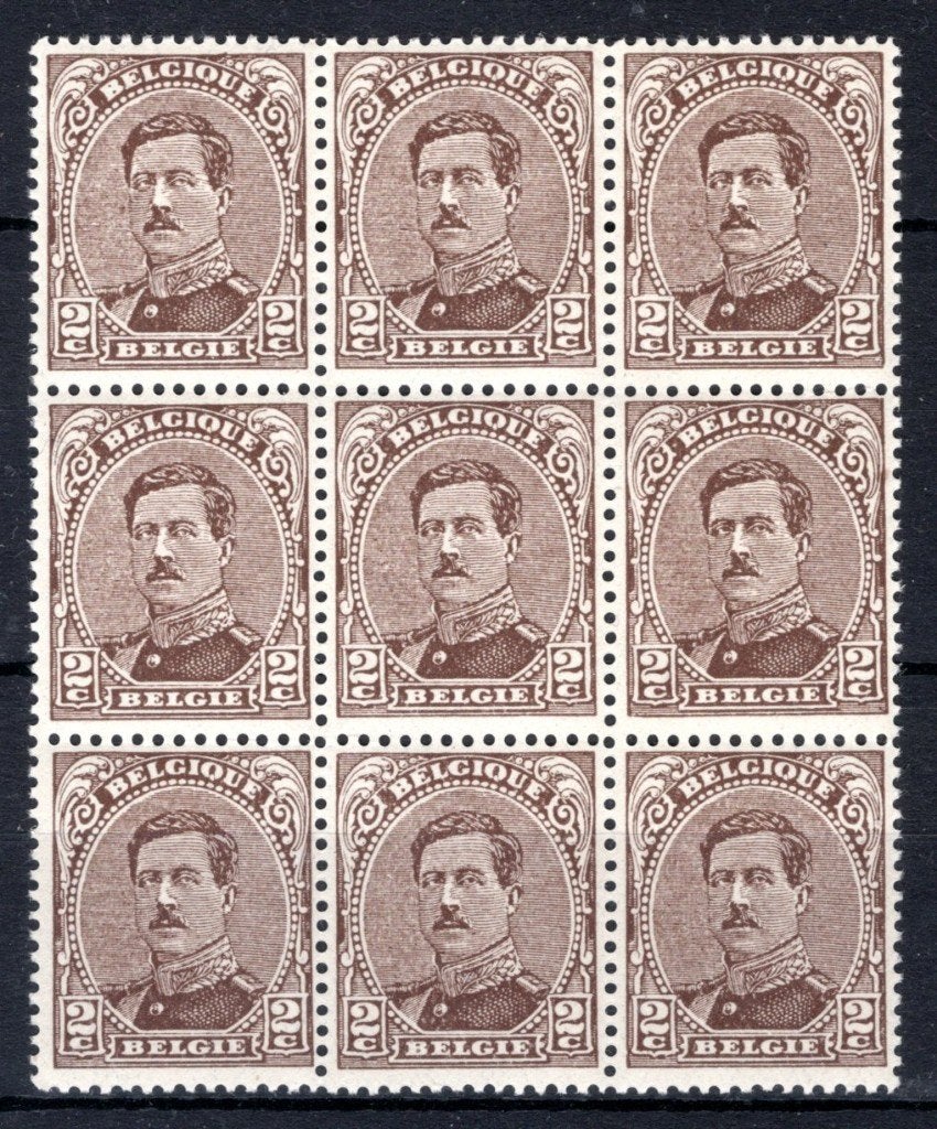136A MNH Type II 1919 - Z.M. Koning Albert 1 (9 stuks), Verzenden, Postfris, Postfris