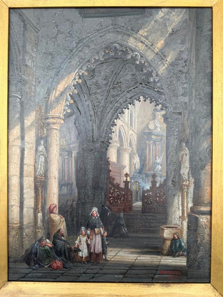 Schilderij Henri Schafer (1833-1916), Herentals, Antiek en Kunst, Kunst | Schilderijen | Klassiek, Ophalen