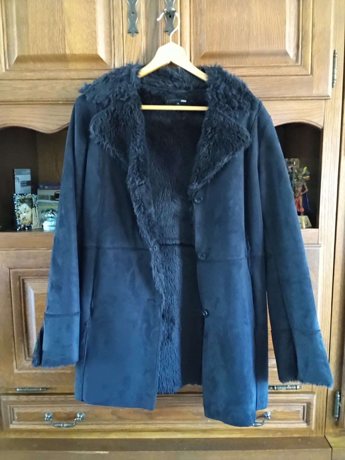 Donkerblauwe warme winterjas voor dames, Kleding | Dames, Ophalen, Zo goed als nieuw, Maat 46/48 (XL) of groter, Blauw