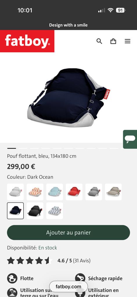 Pouf fatboy floatzac, Enlèvement