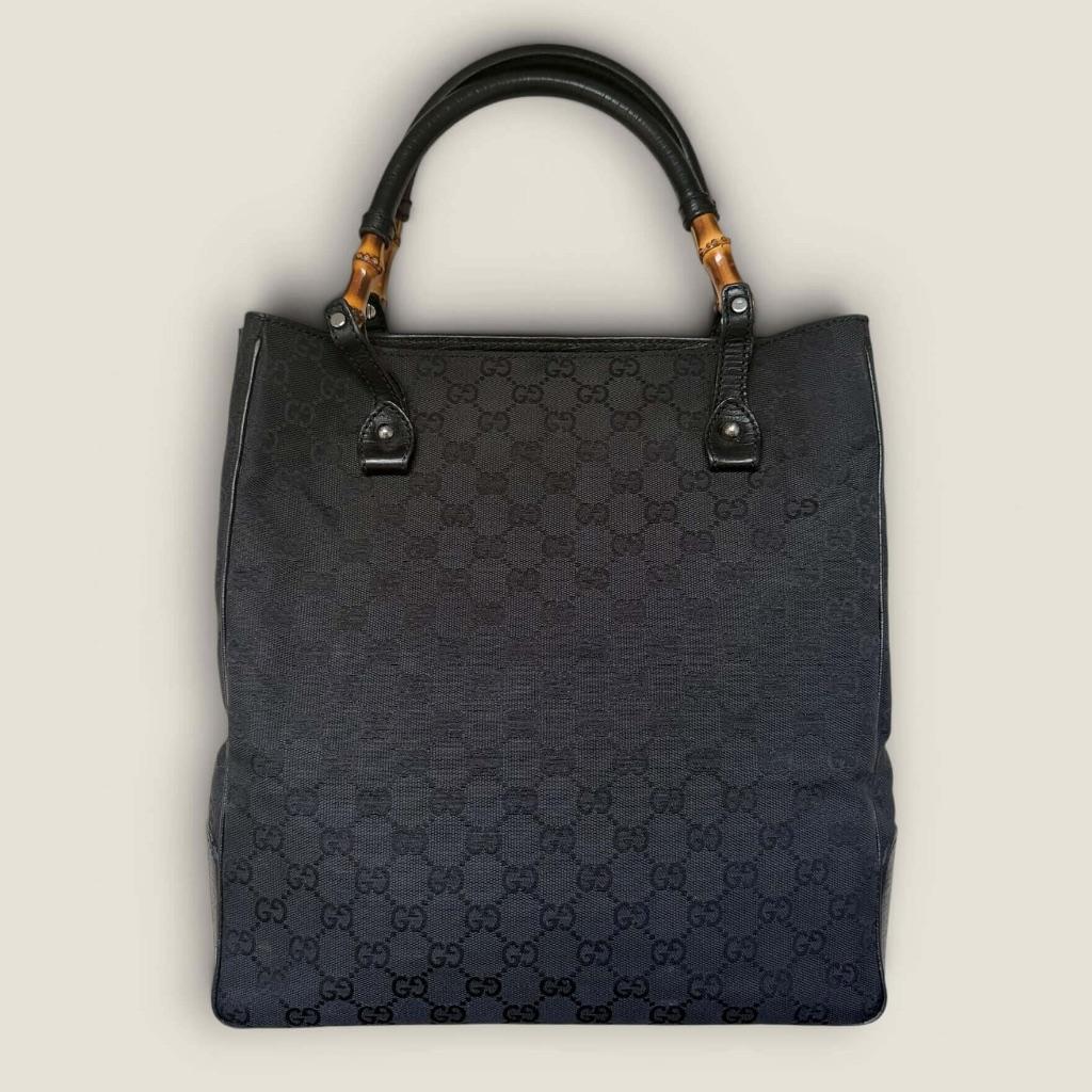 Gucci GG supreme canvas bamboo tote zwart, Handtassen en Accessoires, Tassen | Damestassen, Ophalen of Verzenden, Gebruikt, Zwart