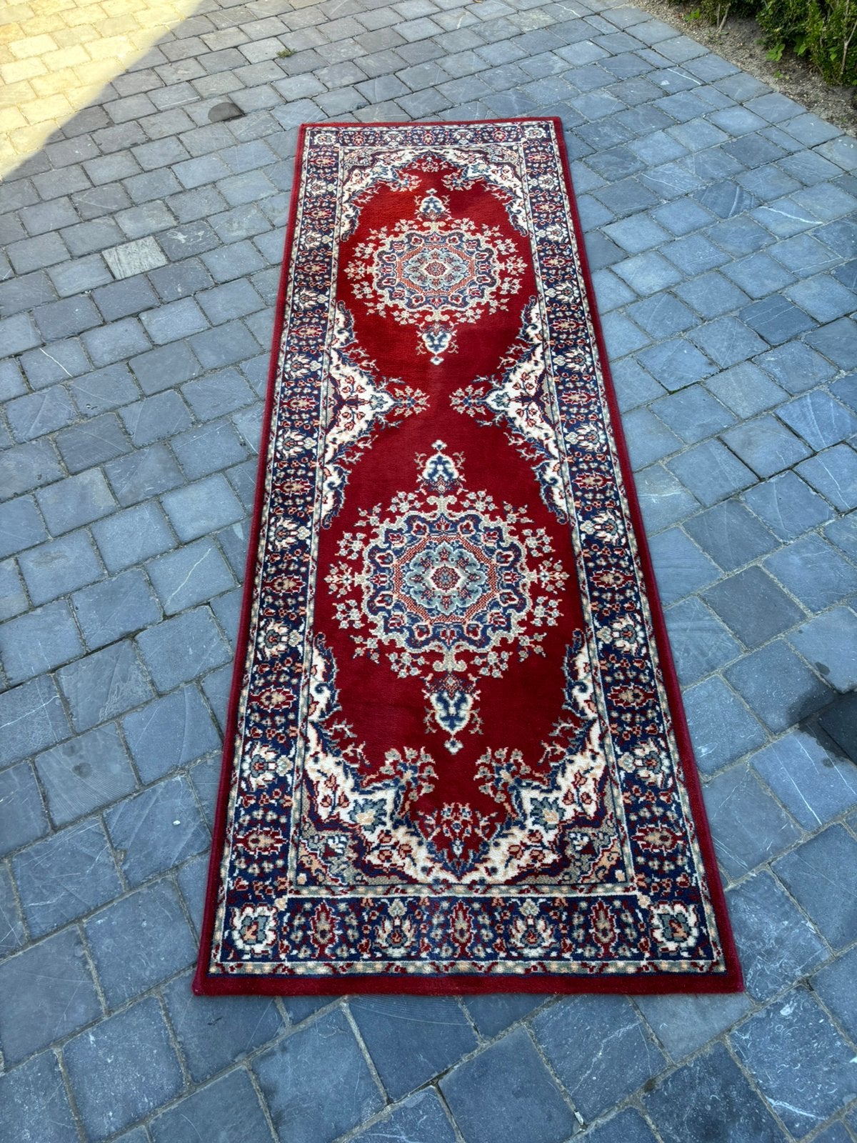 Klassieke oosterse loper, Blauw, Klassiek, 200 cm of meer, Zo goed als nieuw