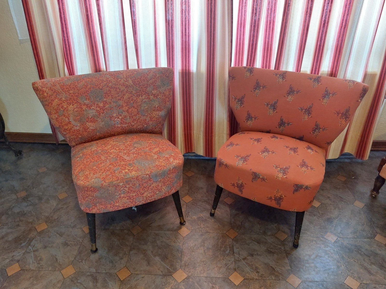 2 vintage cocktail fauteuils / retro zeteltjes jaren 50/60, Ophalen