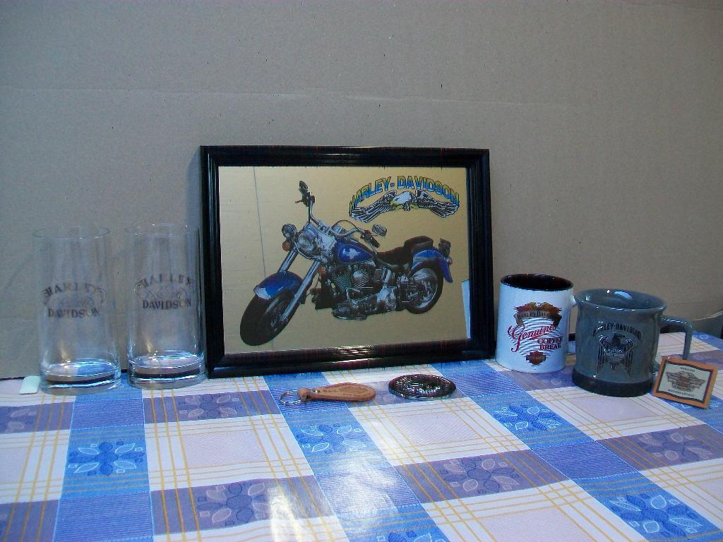 Harley Davidson Motor Moto - Spiegel Glas Asbak Mok Vintage, Enlèvement ou Envoi, Comme neuf, Motos