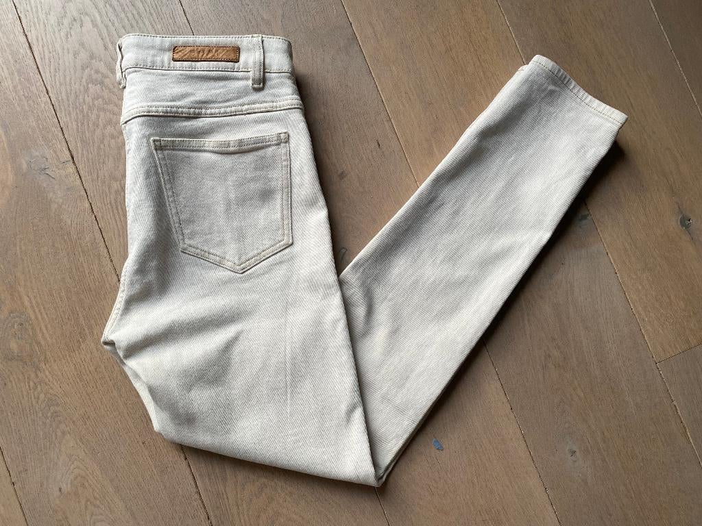 SCAPA lichtbeige skinny jeans/donkerbeige stiksel - 38, Maat 38/40 (M), Scapa, Beige, Ophalen of Verzenden