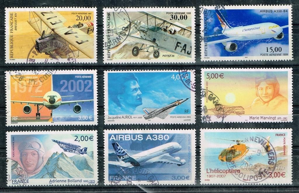 Timbres-poste de France - K 5755 - avions, Envoi, Affranchi