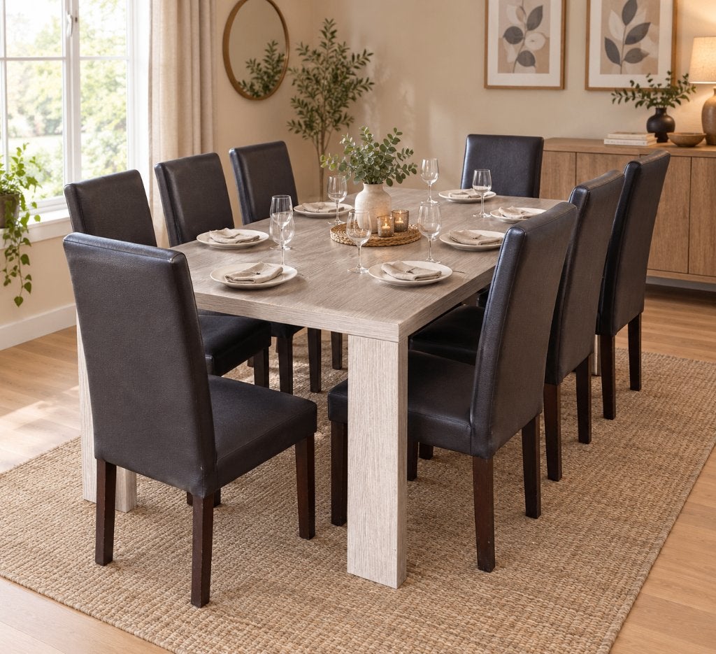 Eetkamertafel + 8 stoelen, Enlèvement, Utilisé, 6 à 8 chaises