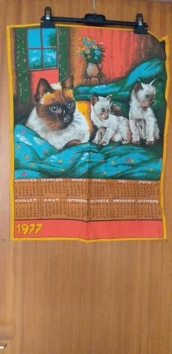 Calendrier en tissu chats 1977, Enlèvement ou Envoi, Neuf