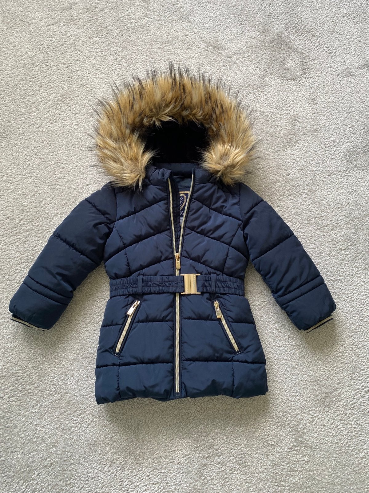 Blauwe winterjas maat 3 jaar, Ophalen of Verzenden, Zo goed als nieuw, Meisje, Jas