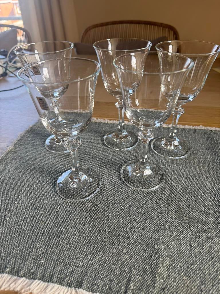 Wijnglazen kristal 5 stuks, Ophalen of Verzenden, Zo goed als nieuw