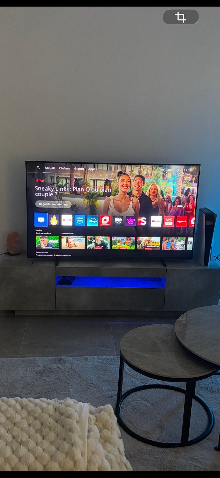 Meuble tv led, Enlèvement, Comme neuf, Gris