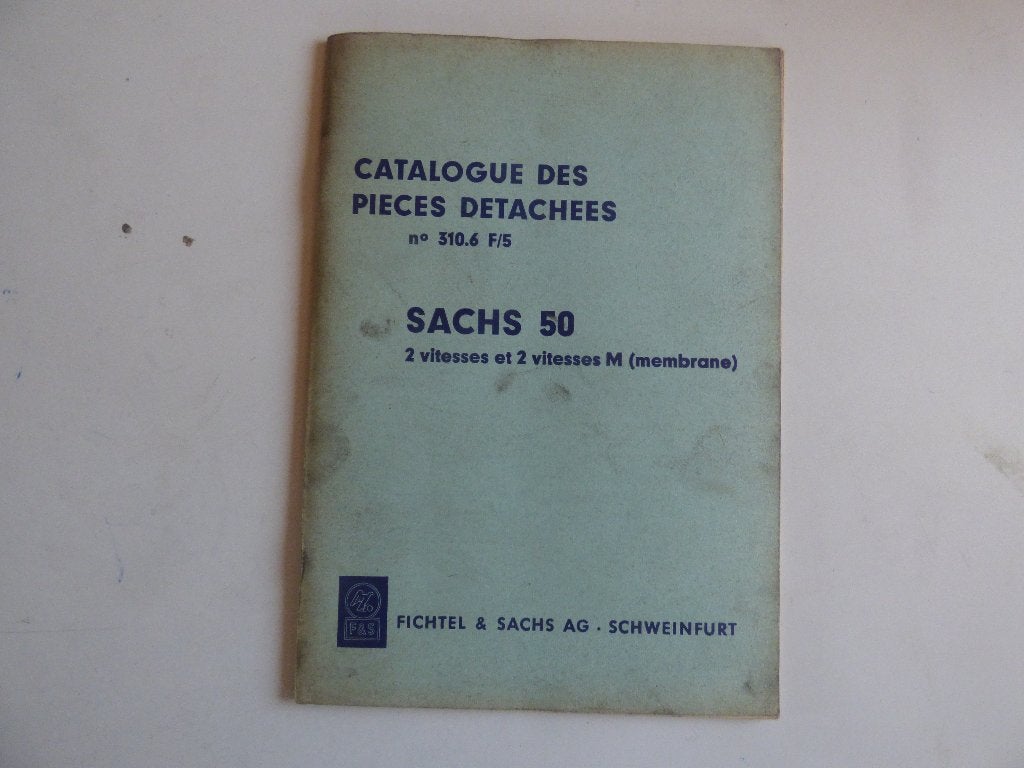 SACHS 50 2-V & 2-V MET MEMBRAAN ONDERDELENLIJST 310.6 F/5, Ophalen of Verzenden, Gebruikt