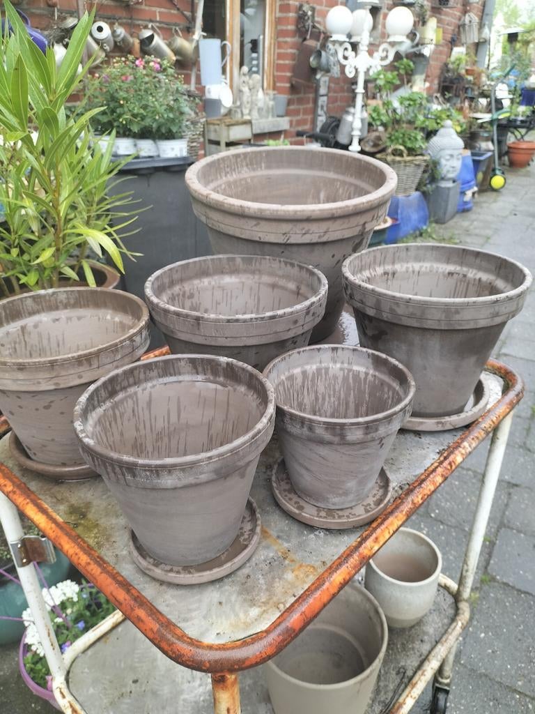Mooie aardkleur terracotta bloempotten set, Jardin & Terrasse, Bacs à fleurs & Jardinières, Enlèvement