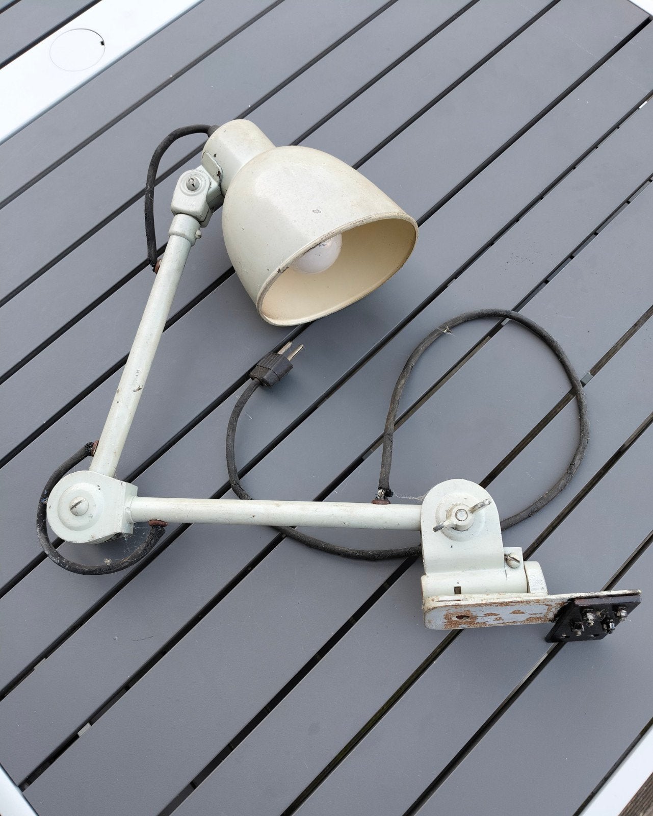 Gearticuleerde vintage HALA industriële lamp, authentiek sta, Antiek en Kunst, Antiek | Verlichting, Ophalen of Verzenden