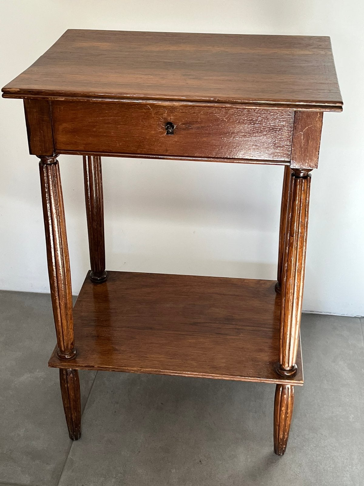 Coiffeuse ancienne en bois avec miroir et tiroir, Enlèvement