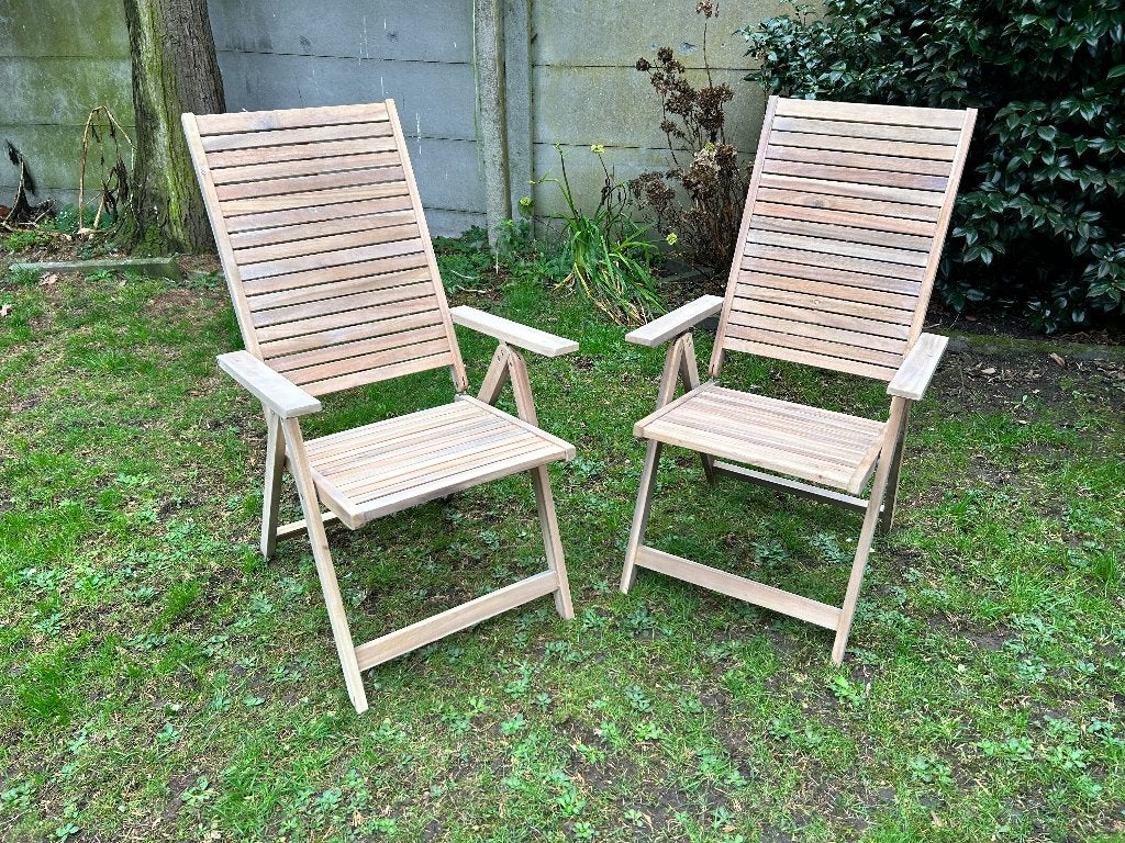 4 Chaise de jardin réglable Solaris en acacia brun, Jardin & Terrasse, Chaises de jardin, Enlèvement, Neuf, Bois, Ajustable