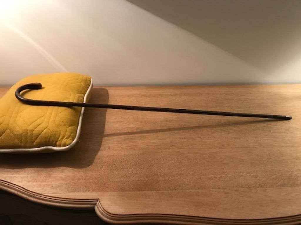 antieke wandelstok met knoest - koperen plaatje 'Golbin', Antiek en Kunst, Ophalen of Verzenden