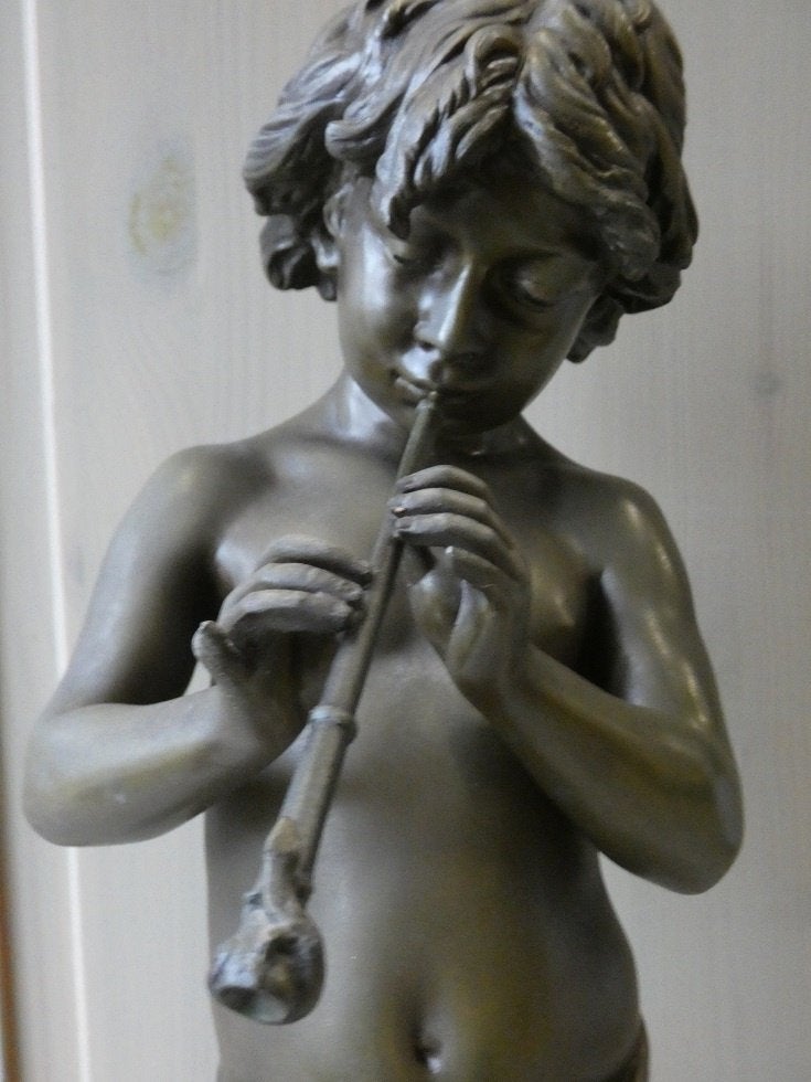 Leon Gregoire "Le charmeur de serpent"., Ophalen, Metaal, Beeld