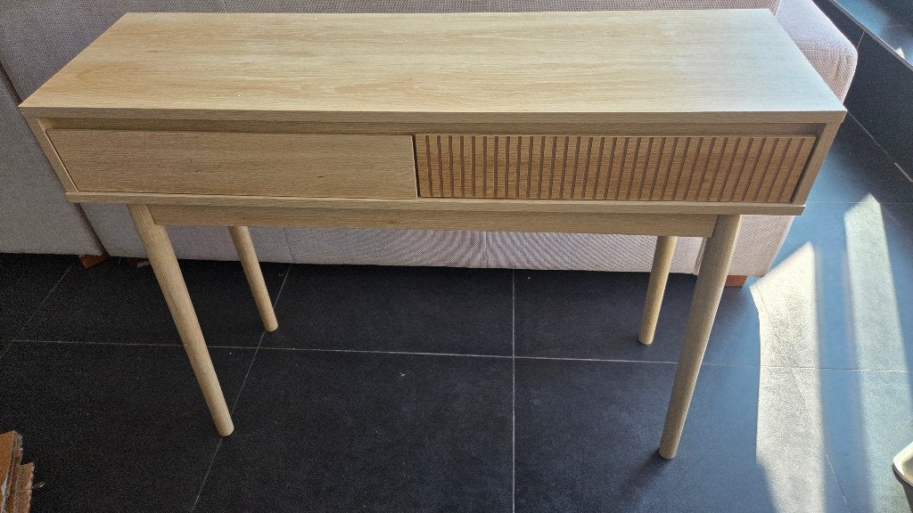 Houten consoletafel, Huis en Inrichting, Tafels | Sidetables, Ophalen, 100 tot 150 cm, Eikenhout, Zo goed als nieuw