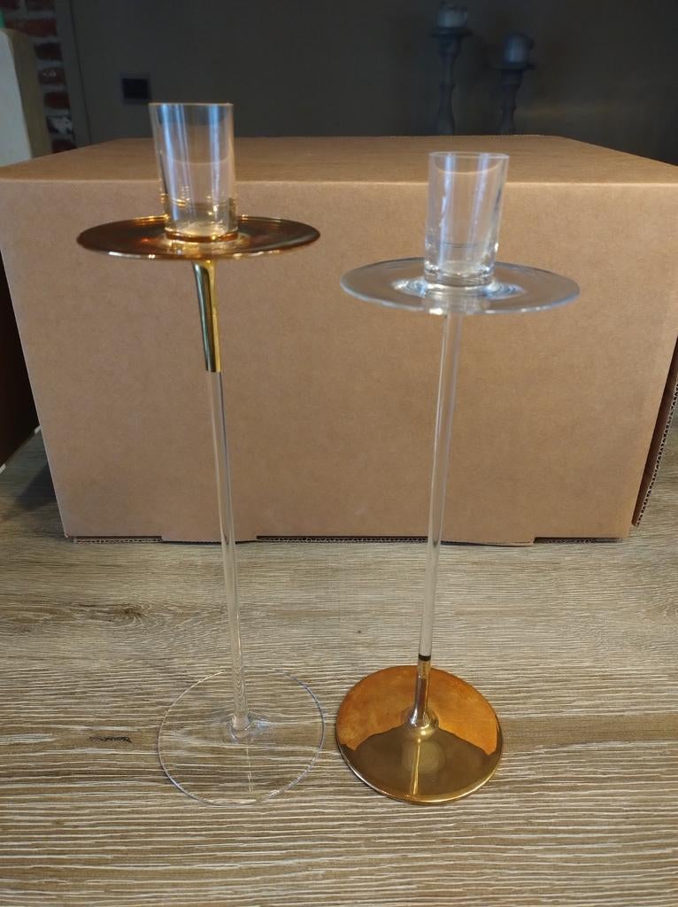 Kandelaars kristal goud, Huis en Inrichting, Ophalen, Goud, Kandelaar