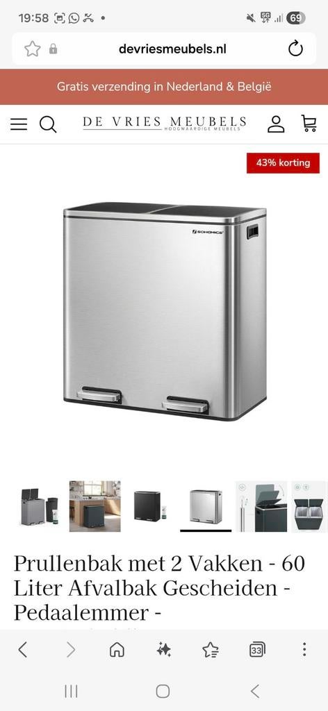 Pedaalemmer  2x 60l, Ophalen