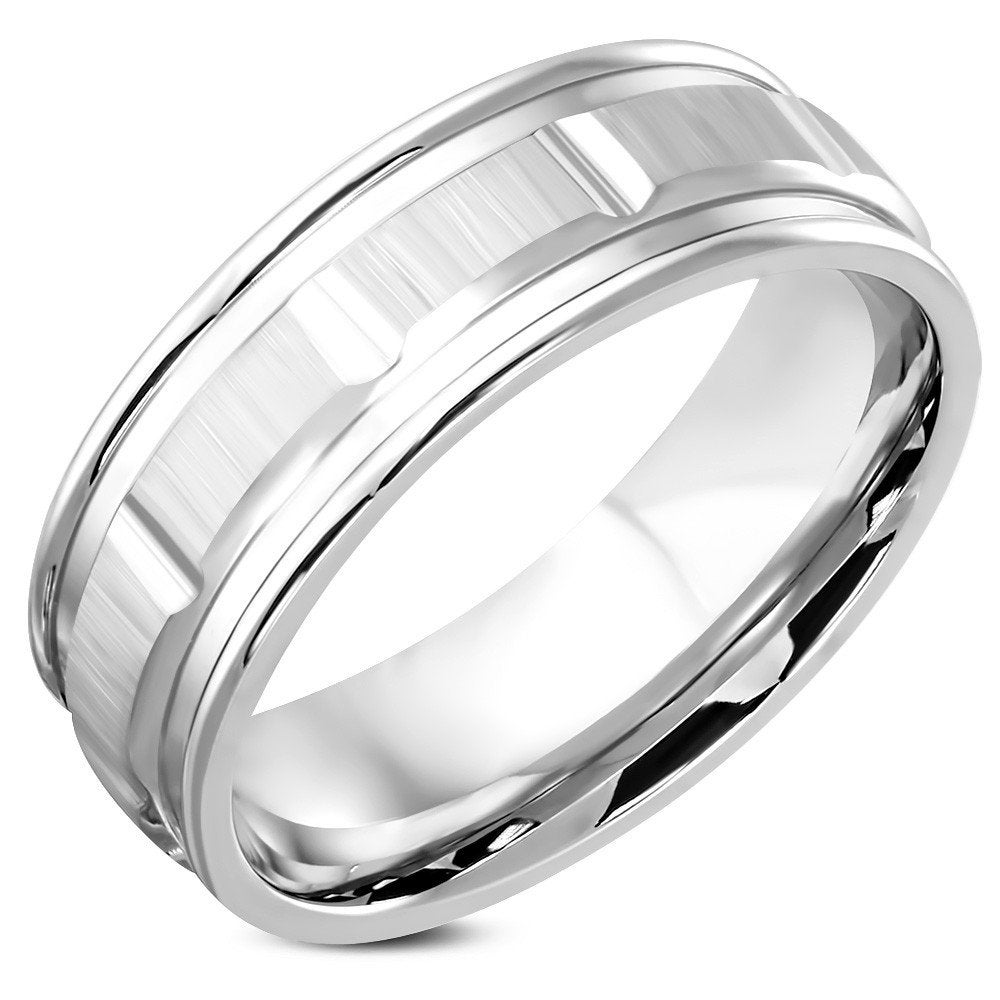 Herenring in roestvrij staal mat/glans - OP=OP!, Handtassen en Accessoires, Ringen, IJzer of Staal, Heer, Nieuw, Ophalen of Verzenden