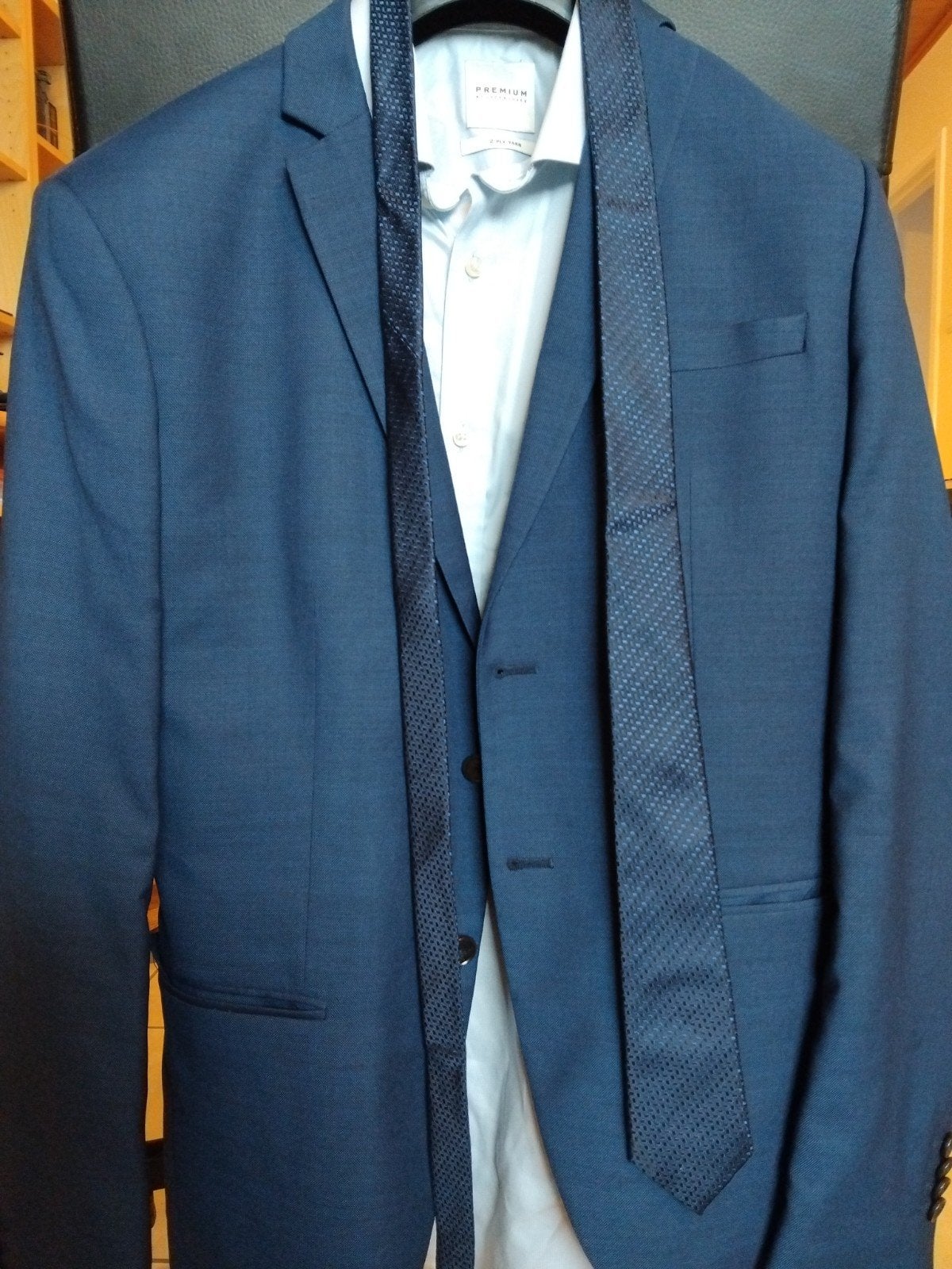 Compleet blauw herenkostuum van Jack&Jones (maat 46), Ophalen, Blauw, Maat 46 (S) of kleiner, Gedragen